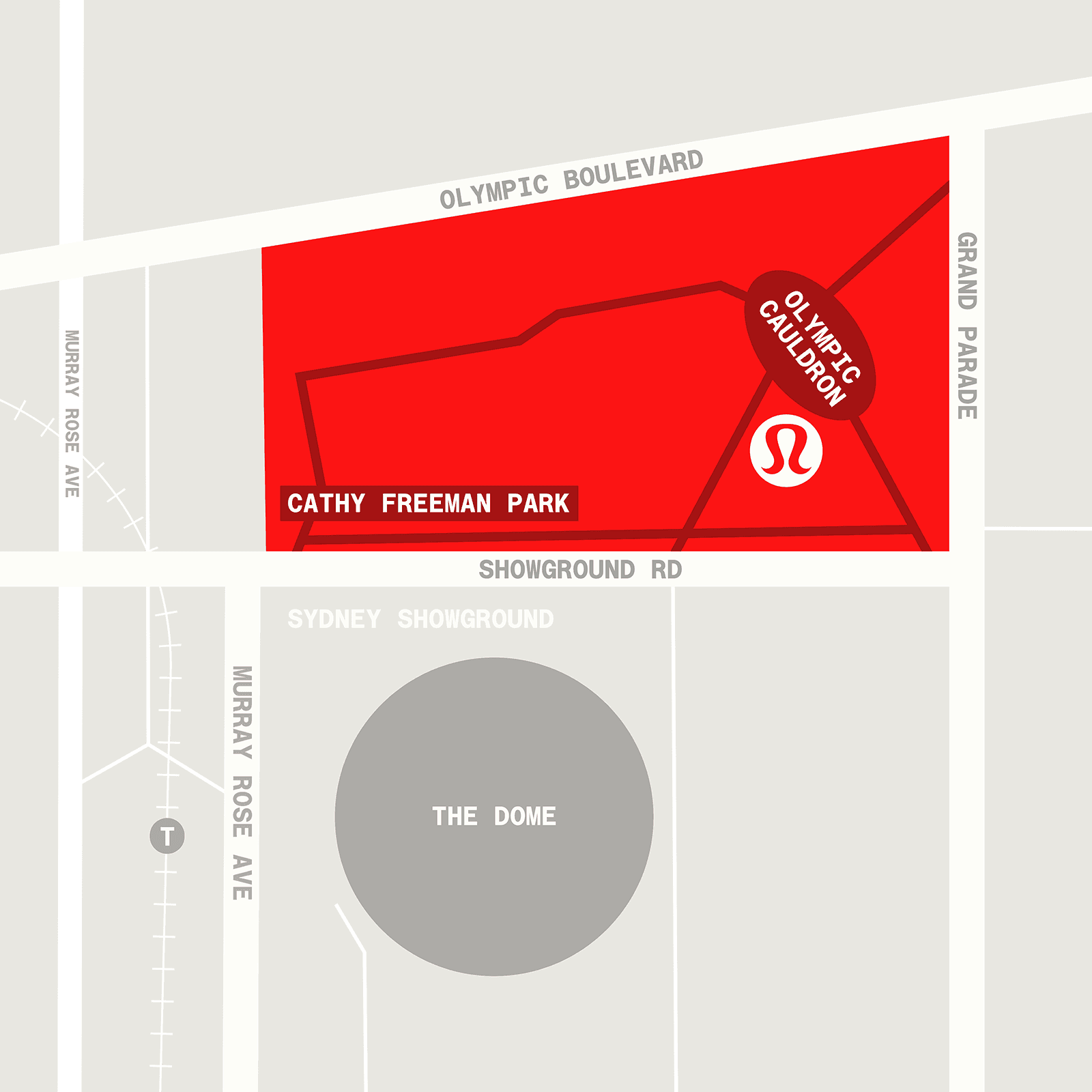 Map showing Cathy Freeman Park and Sydney Showground